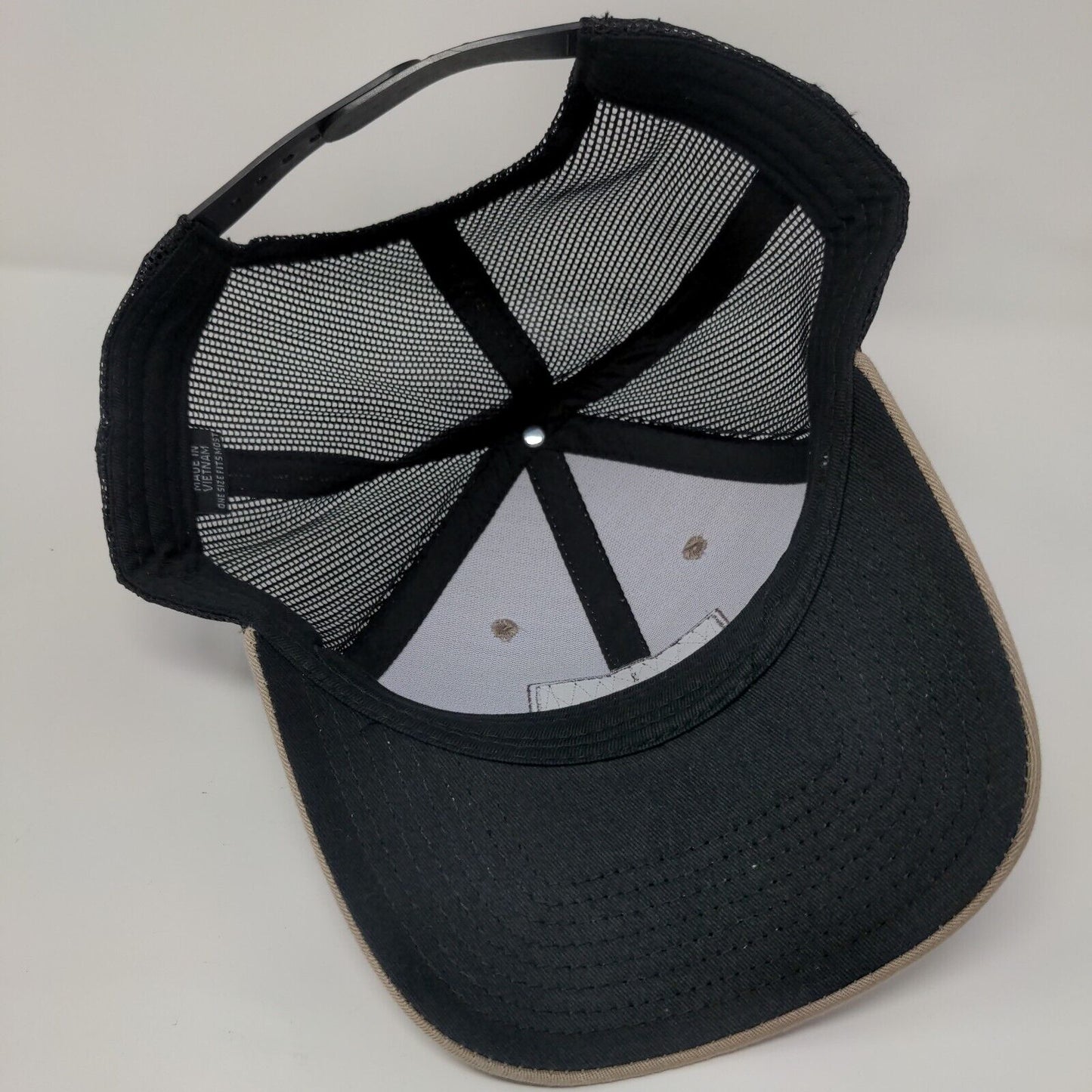 Scheels American Flag Snapback Trucker Hat Tan OSFM Mesh Back 6 Panel