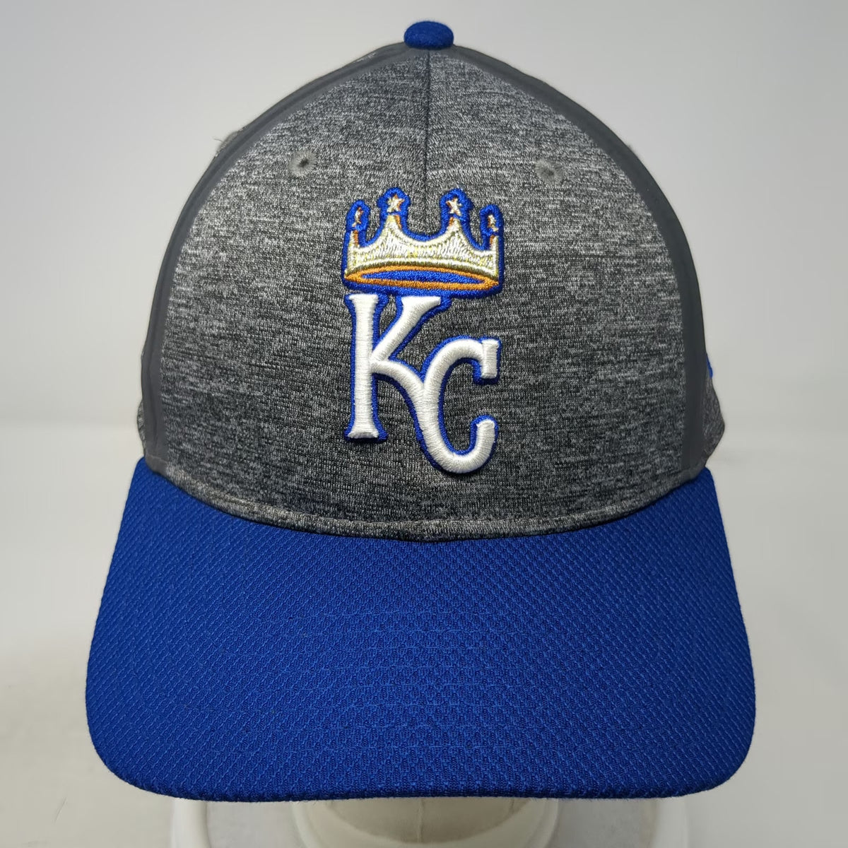 Kansas City Royals MLB New Era Baseball Cap Gray Blue L 39THIRTY Crown Logo Hat