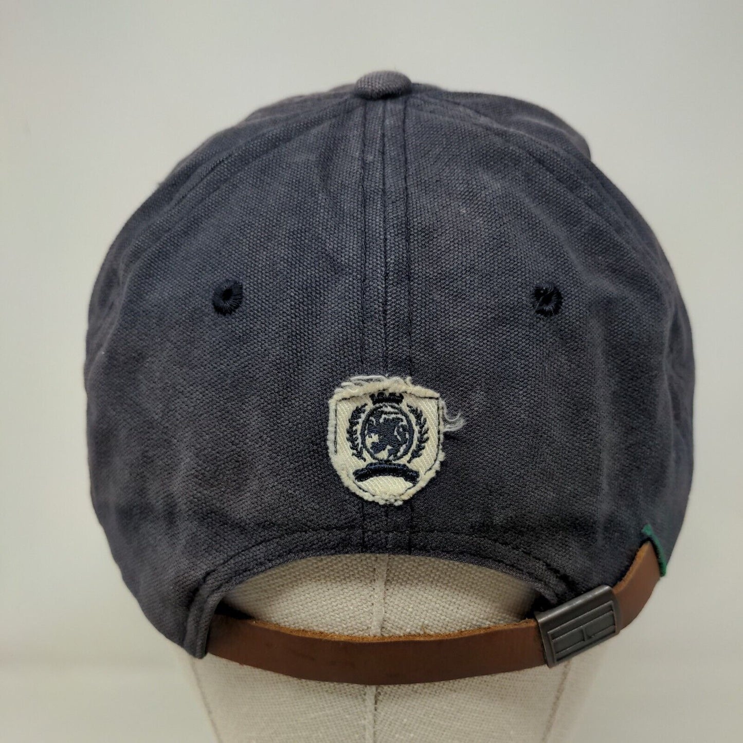 Hilfiger Slideback Hat Blue OSFA Embroidered Adjustable Leather Strap