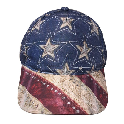 American Flag Snapback Hat Multicolor One Size Adjustable Patriotic Rhinestone