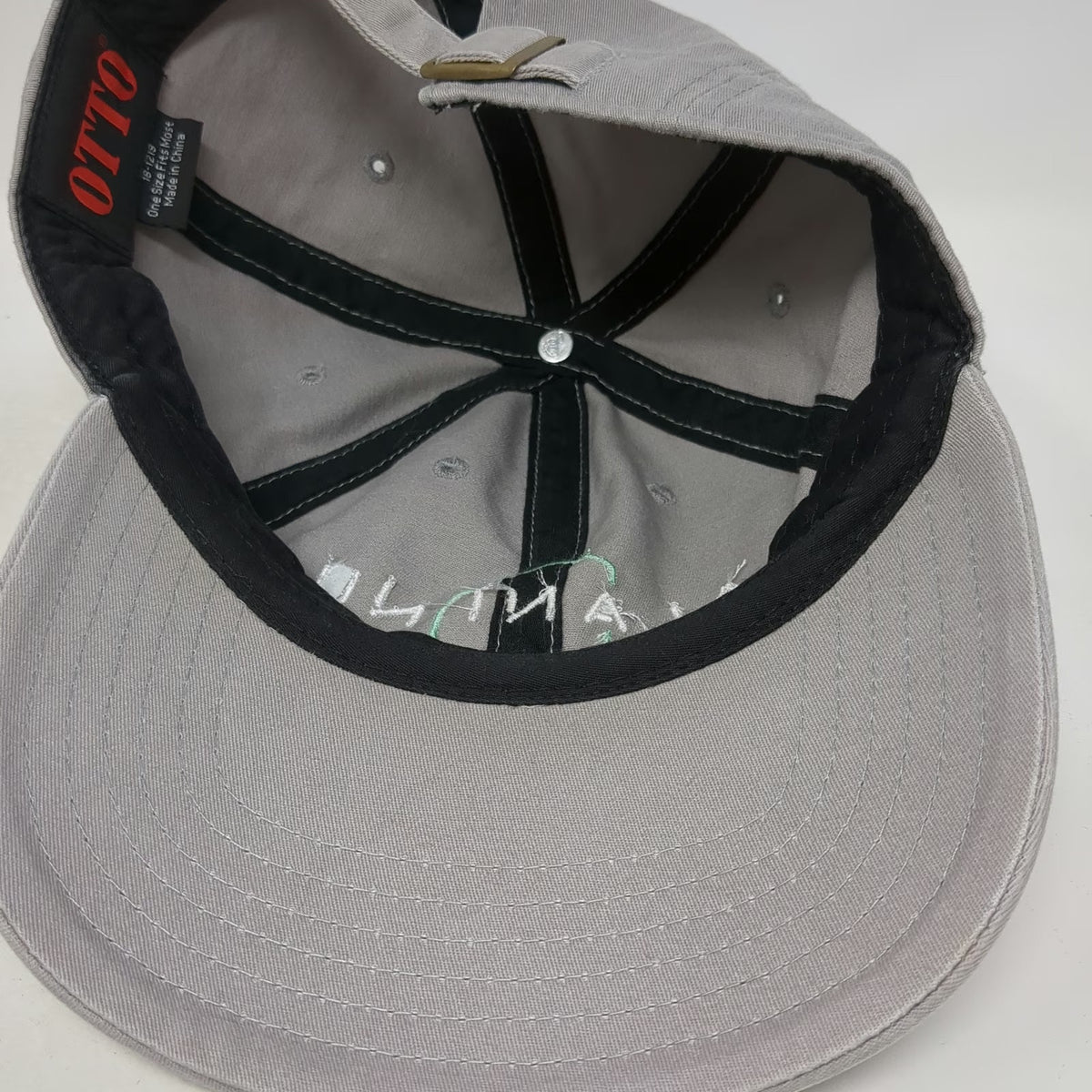 Otto Baseball Cap Gray One Size Alani Nu Logo Cotton Slideback Buckle Curved Hat