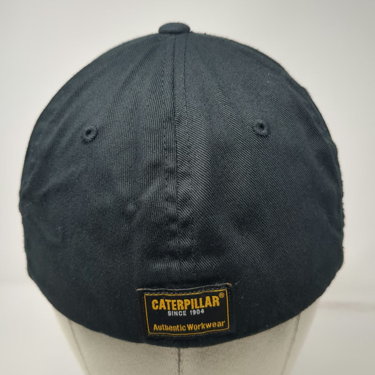 Caterpillar CAT Baseball Cap Black M Flexfit Authentic Workwear White Yellow Hat
