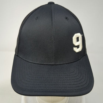 Pacific Headwear Baseball Cap Black 7 3/8 Mesh Back Stretch Fit Hat Number 9