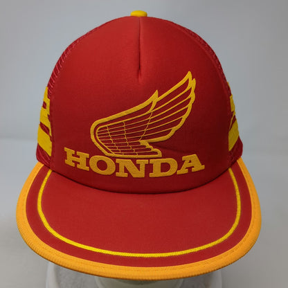 Designer Award Cap Trucker Hat Red One Size Honda Wing Logo Mesh Side Stripes