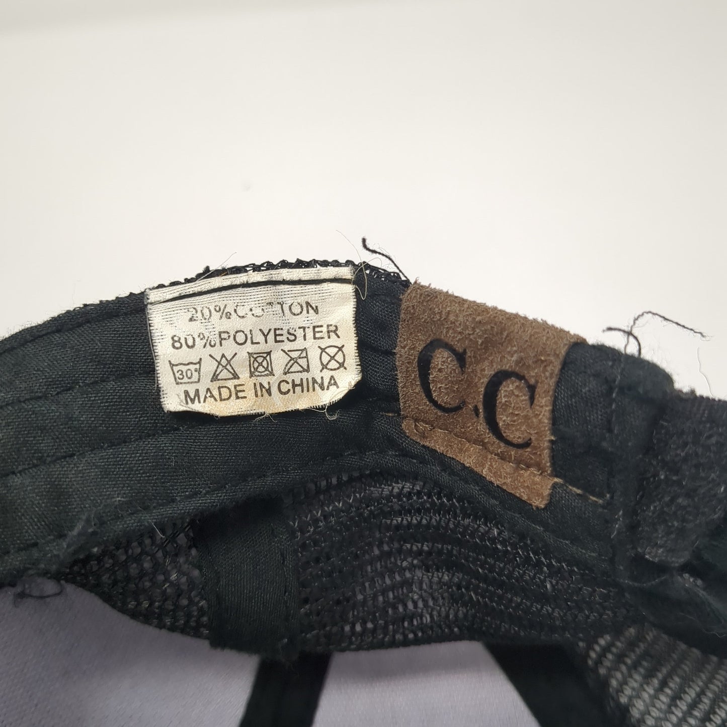 C.C Exclusives Ponytail Trucker Hat Black One Size Adjustable Mesh Back Blank