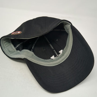 Under Armour Baseball Cap Black L Stretch Fit Mesh Embroidered Patch Sport Hat
