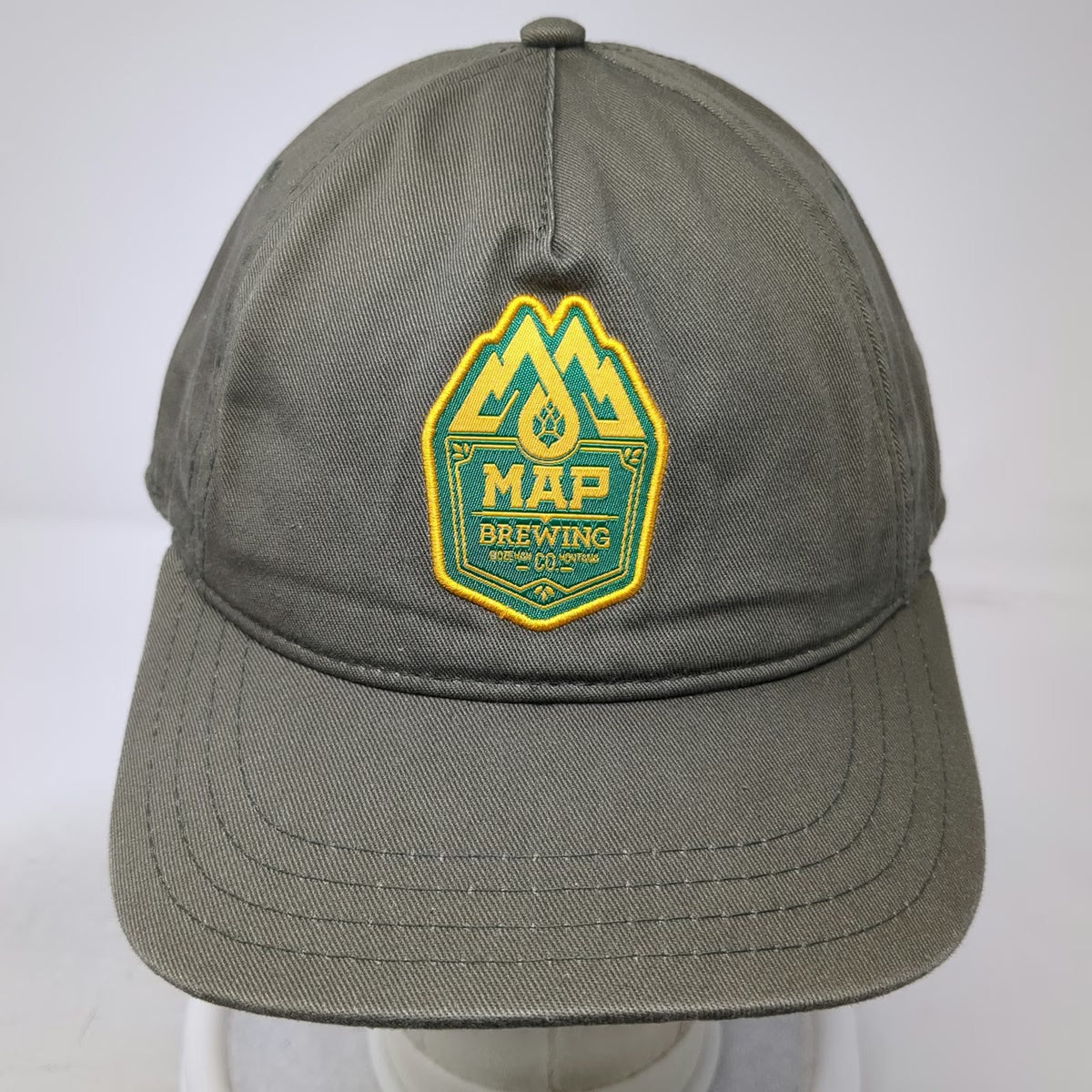 MAP 5 Panel Green One Size Brewing Bozeman Montana Patch Slideback Hat Brewery