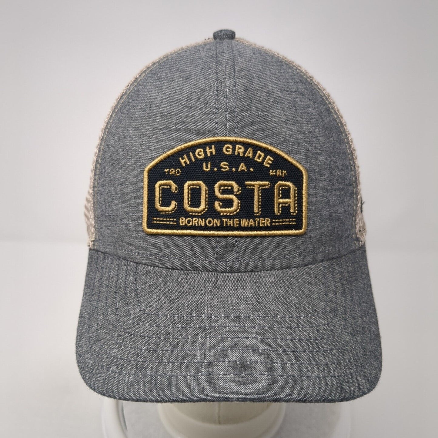 High Grade USA Costa Born On The Water Snapback Trucker Hat Gray OS Mesh Back