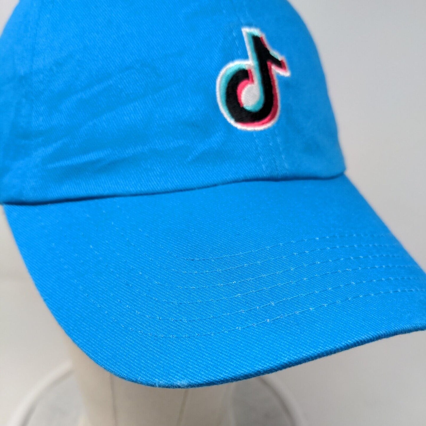 TikTok Slideback Hat Blue One Size Embroidered Logo Adjustable 6 Panel