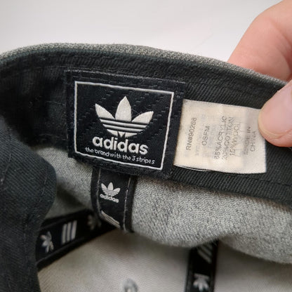 Adidas Snapback Gray Black One Size Flat Brim Trefoil Logo Structured Wool Hat