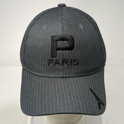 Paris Pinstripe Baseball Cap Gray One Size Eiffel Tower Acrylic Slideback Hat