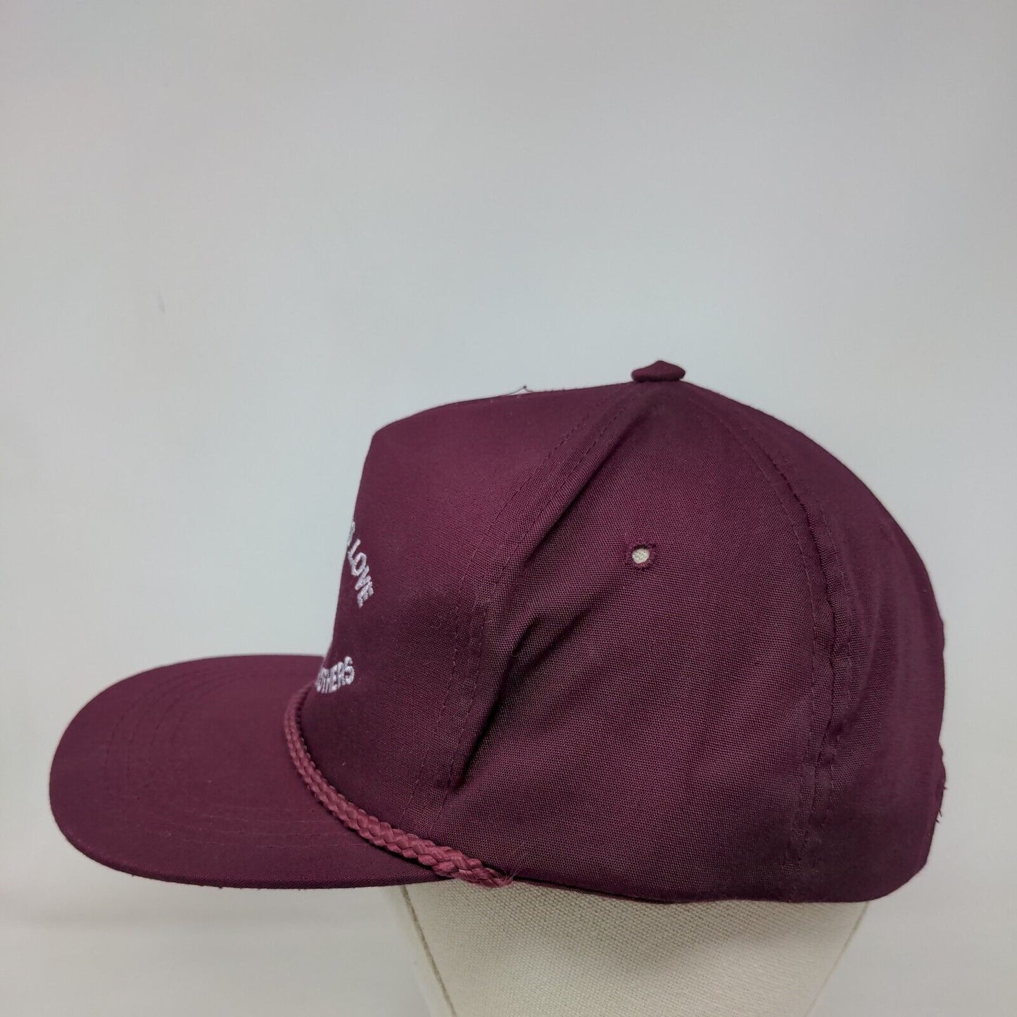 Discover God's Love Share It With Others Snapback Hat Red Burgundy One Size Rope