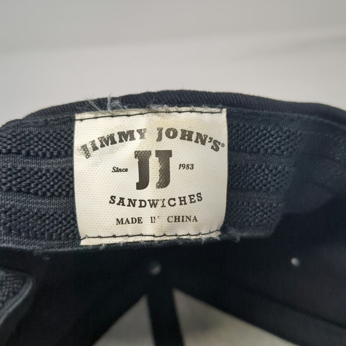 Jimmy John's Baseball Cap Black XL Red White Embroidered Fitted Cotton Hat