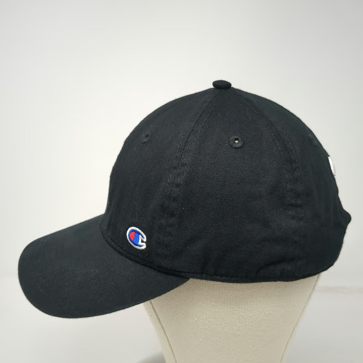 Champion Baseball Cap Black One Size Slideback Embroidered Logo Curved Brim Hat