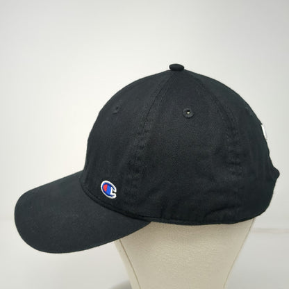 Champion Baseball Cap Black One Size Slideback Embroidered Logo Curved Brim Hat