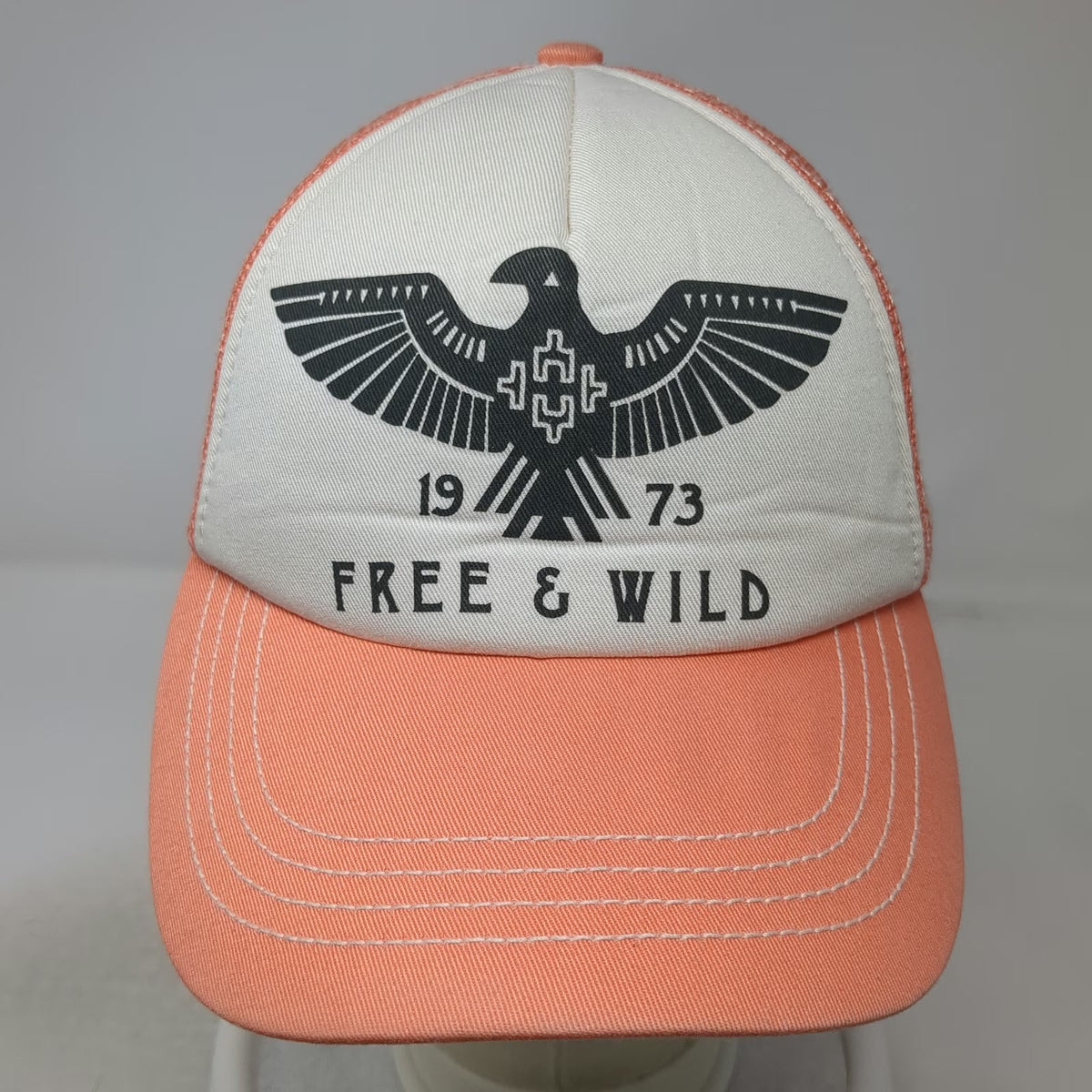 Billabong Trucker Hat Pink One Size Free & Wild Eagle 1973 Graphic Mesh Snapback