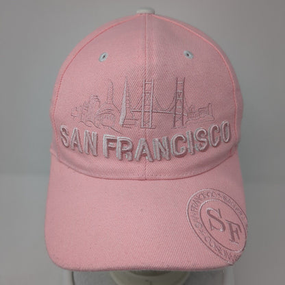 San Francisco Strapback Hat Pink One Size Adjustable Embroidered 6 Panel Chelona