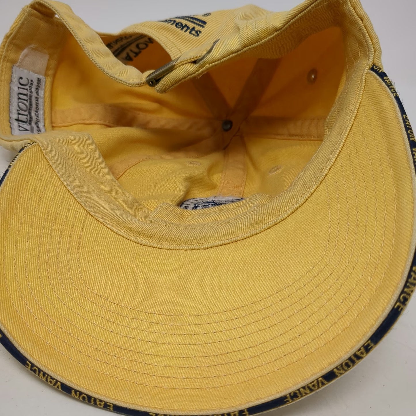 Vitronic Eaton Vance Yellow One Size Baseball Cap Slideback Hat Logo Brim Text