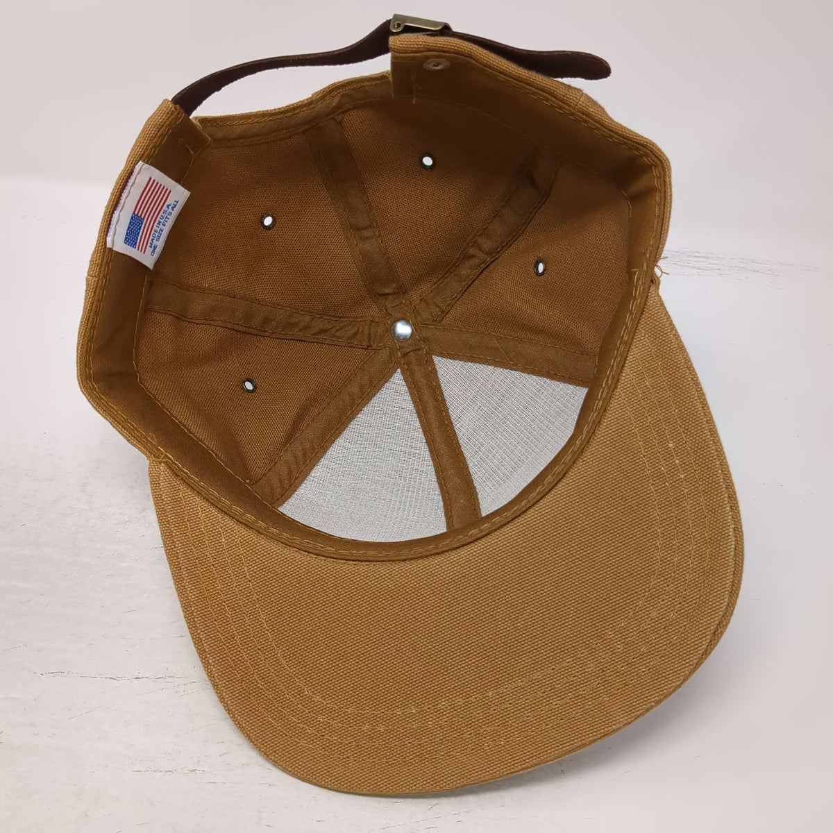 NRA ILA Leather Patch Brown Baseball Cap Hat Made in USA Metal Buckle Vintage