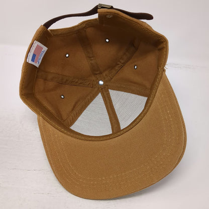NRA ILA Leather Patch Brown Baseball Cap Hat Made in USA Metal Buckle Vintage