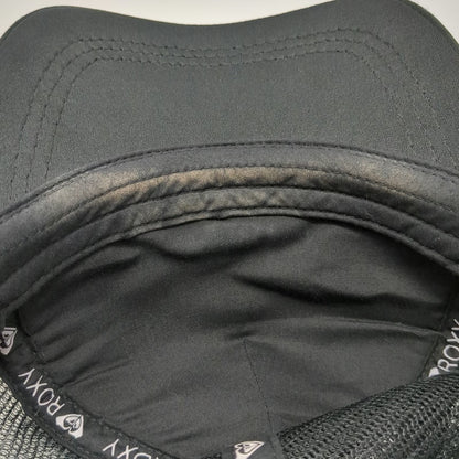 Roxy Trucker Hat Black One Size Mesh Back Snapback Logo Adjustable Surf Beach