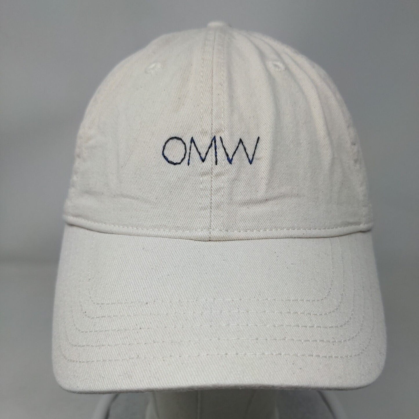 OMW Slideback Hat Tan One Size Embroidered Leather Strap Madewell