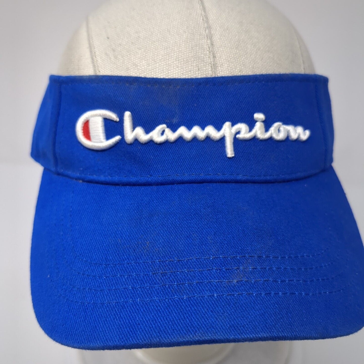 Champion Strapback Sun Visor Hat Blue One Size Adjustable Embroidered Breathable