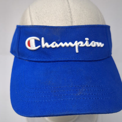 Champion Strapback Sun Visor Hat Blue One Size Adjustable Embroidered Breathable