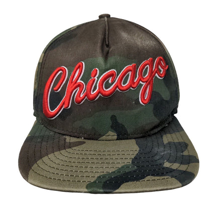 NBA Chicago Bulls Snapback Camo Hat Hardwood Classics Size M/L Embroidered Logo