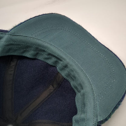 Baseball Cap Blue Green L Plaid Brim Wool Blend Made in USA Fitted Hat Vintage