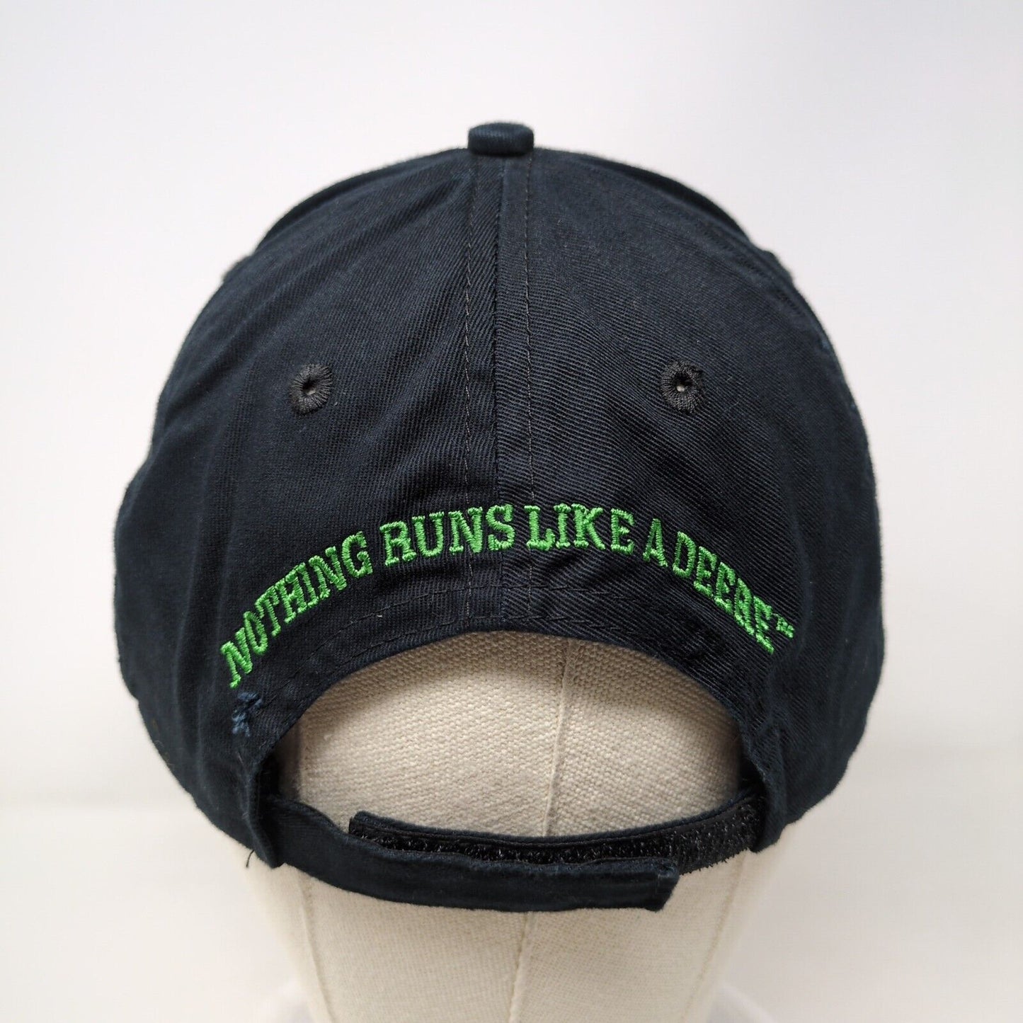 John Deere Strapback Hat Black One Size Solid Nothing Runs Like A Deer