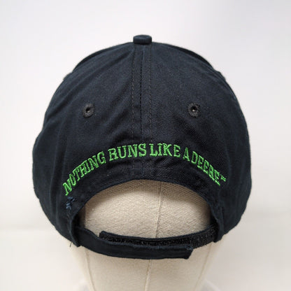 John Deere Strapback Hat Black One Size Solid Nothing Runs Like A Deer