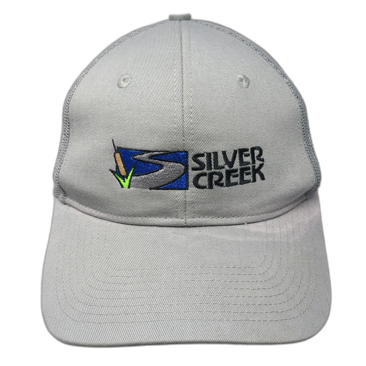 Port Authority Silver Creek Gray Trucker Hat One Size Mesh Snapback Logo Cotton