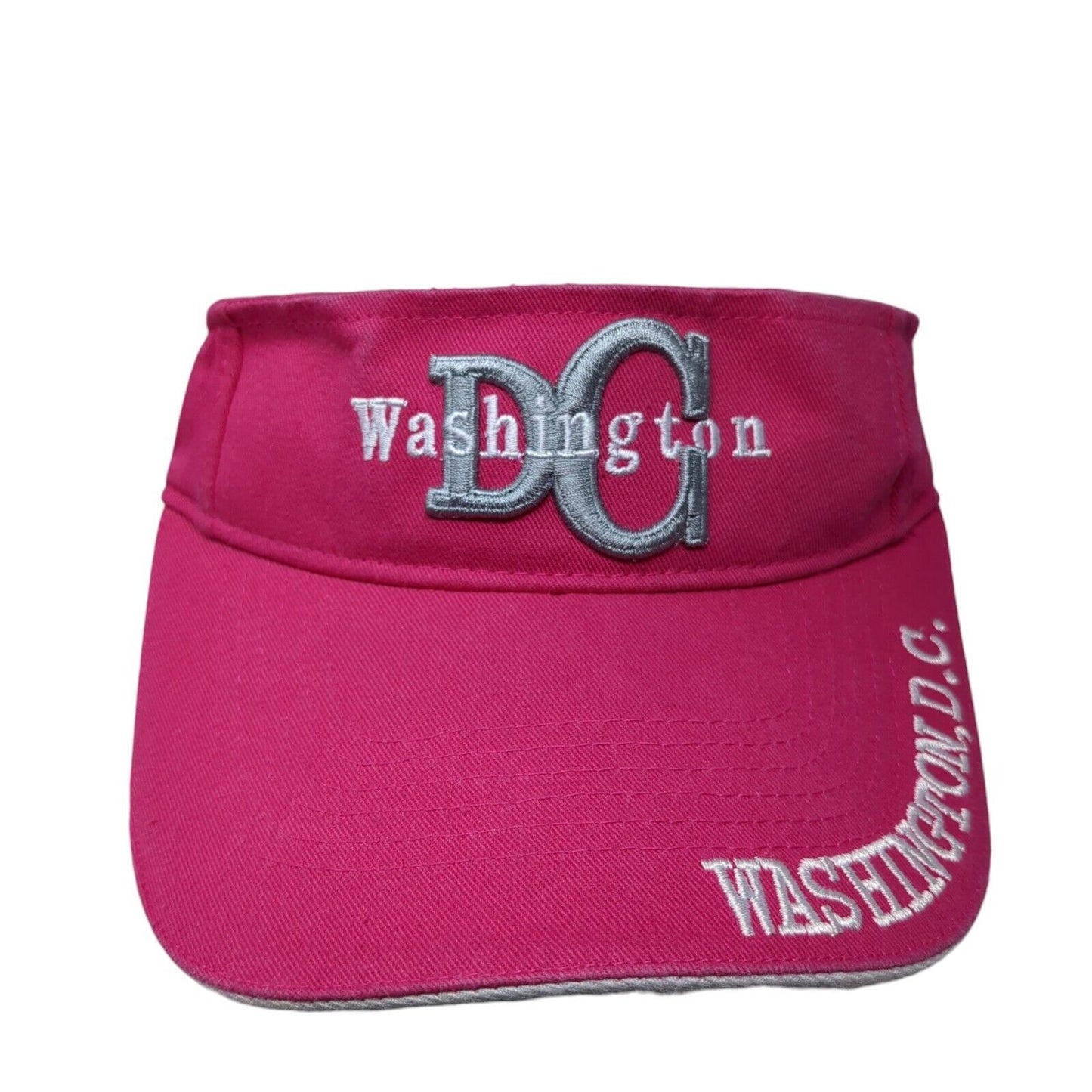 Washington DC USA Strapback Sun Visor Hat Pink One Size Adjustable Patriotic