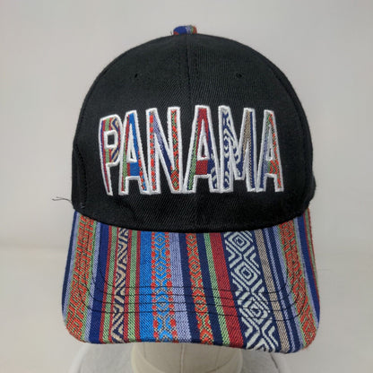 Panama Strapback Hat Multi One Size Embroidered Striped Adjustable