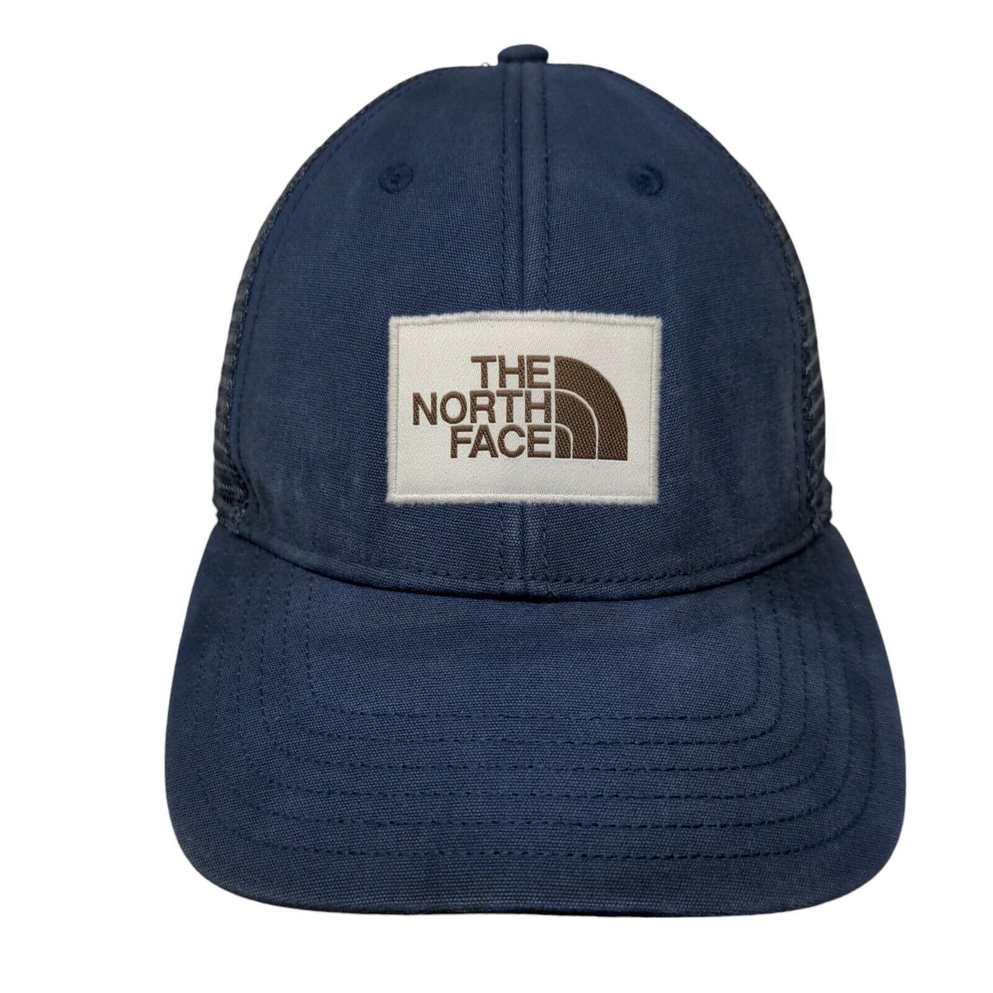 The North Face Snapback Trucker Hat Blue One Size Adjustable Mesh Back 6 Panel