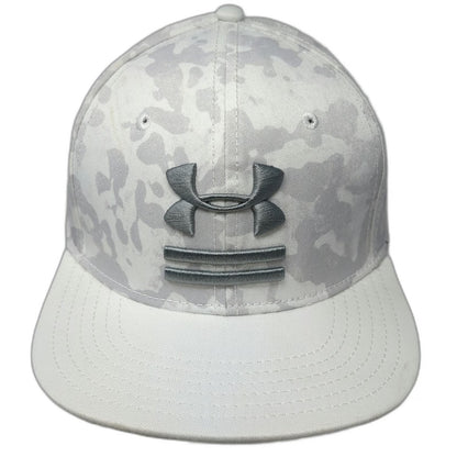 Under Armour Baseball Cap White XL Stretch Fit Camo Flat Brim Embroidered Logo