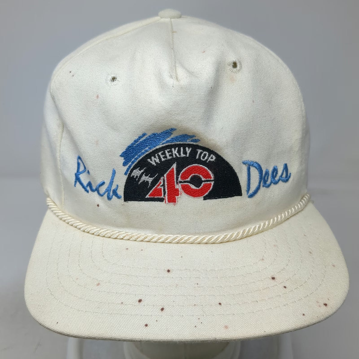 Texace Trucker White Hat Rick Dees Weekly Top 40 Radio Rope Slideback Vintage