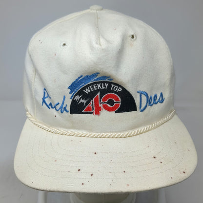 Texace Trucker White Hat Rick Dees Weekly Top 40 Radio Rope Slideback Vintage