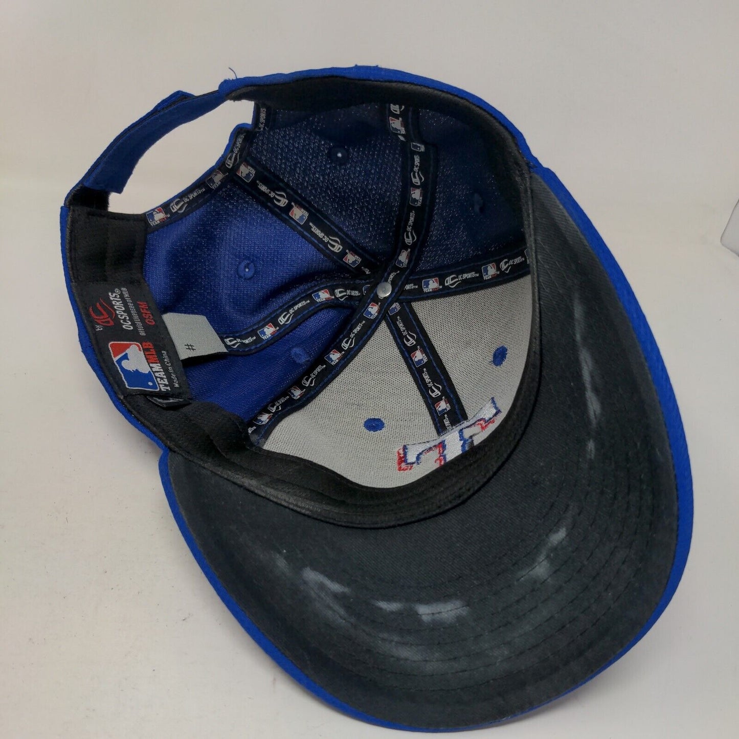 OC Sports Men's Strapback Hat Blue Size OSFM Texas Rangers Embroidered Logo
