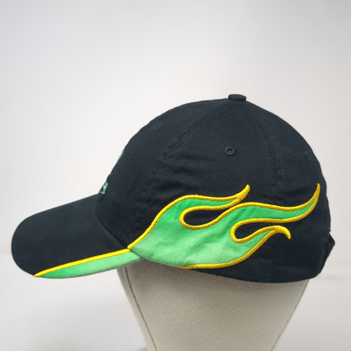 Baseball Cap Black Green Yellow One Size Honda Logo Flames Strapback Cotton hat