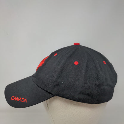Canada Strapback Hat Black One Size Adjustable Embroidered Patriotic 6 Panel