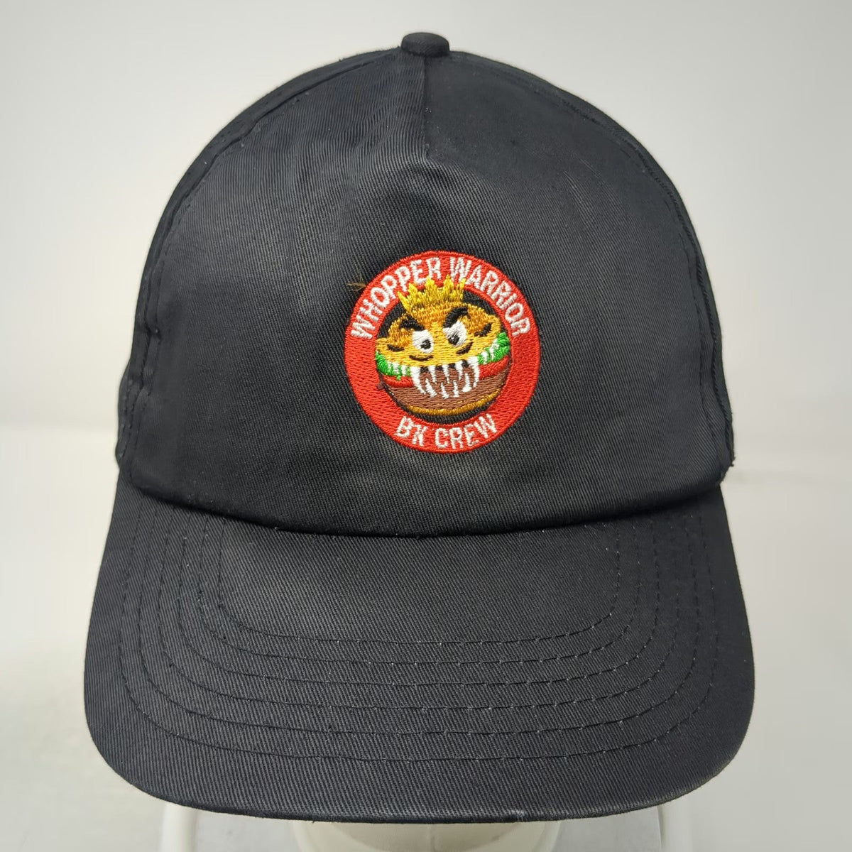 Burger King Whopper Warrior BK Crew Black 5 Panel One Size Snapback Hat Logo