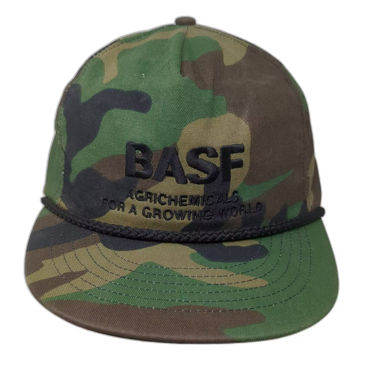 Cap America BASF Agrichemicals Camo 5 Panel Hat Green Black OSFA Rope USA Made