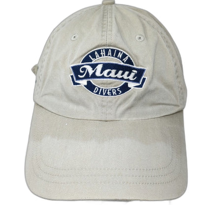 Ahead Baseball Cap Beige One Size Lahaina Maui Divers Scuba Flag Hawaii Hat