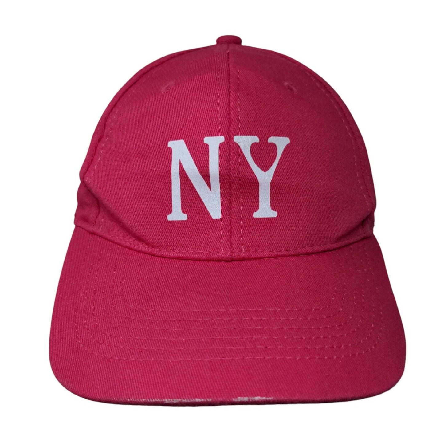 NY Slideback Hat Pink One Size Adjustable Lightweight Vented Holes 6 Panels