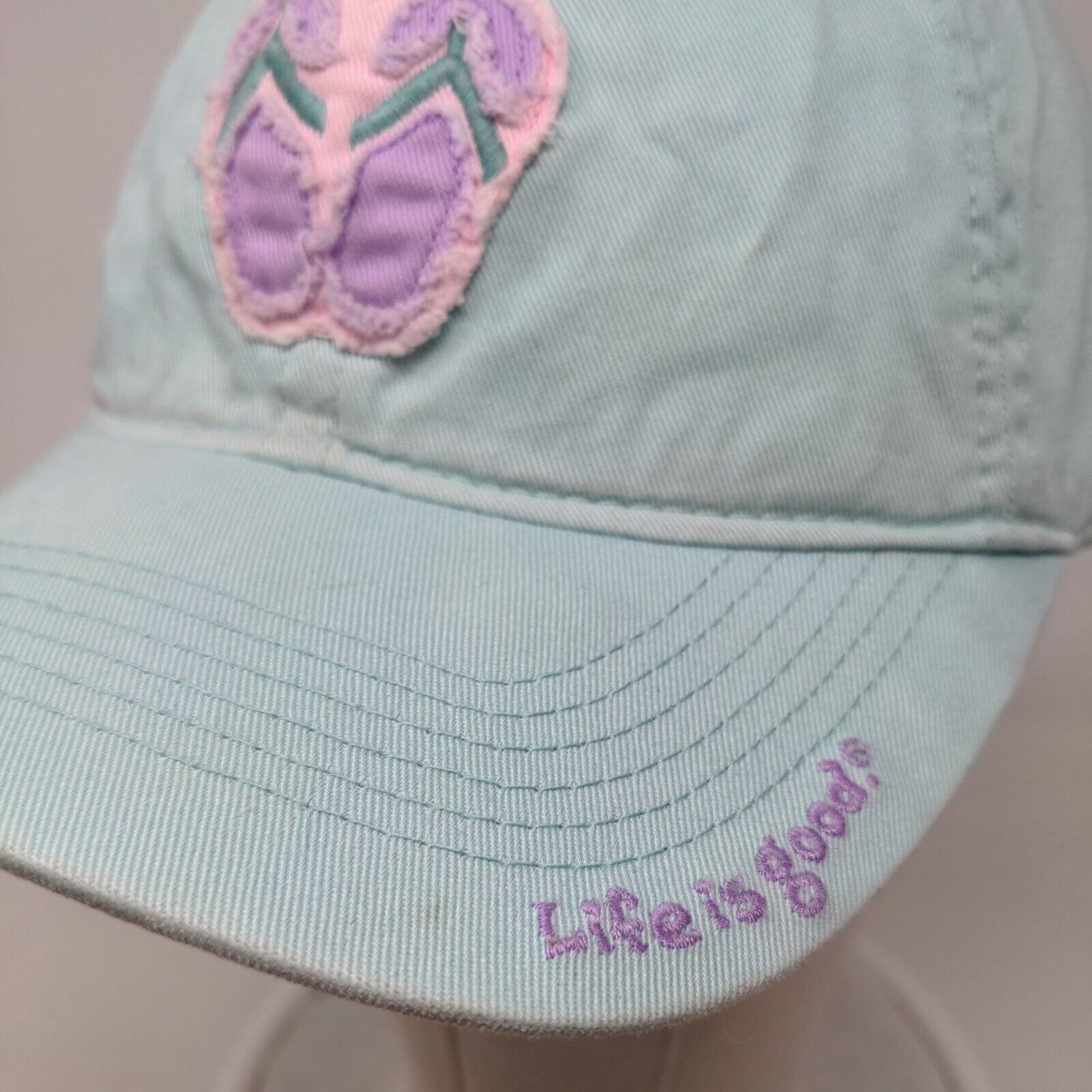Life is Good Flip Flop Slideback Hat Blue One Size Adjustable Embroidered Cotton