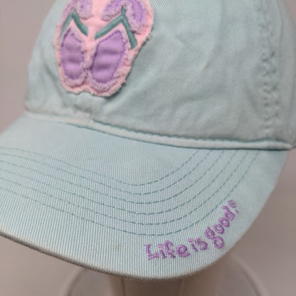 Life is Good Flip Flop Slideback Hat Blue One Size Adjustable Embroidered Cotton