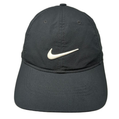 Nike Baseball Cap Black OS Strapback Swoosh Logo Polyester Golf Hat Embroidered