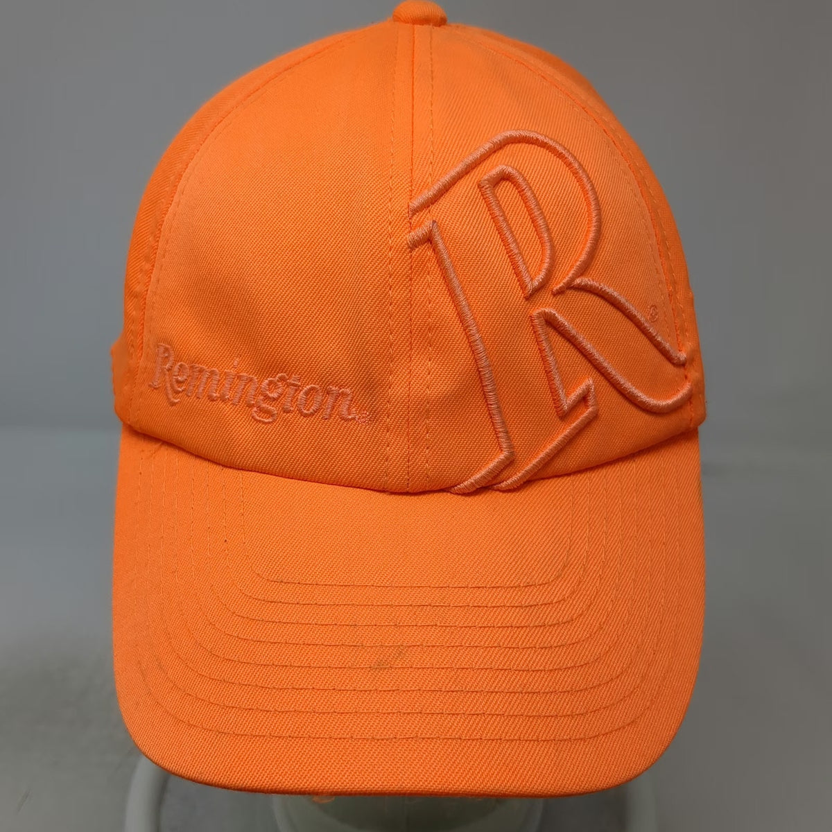 Remington Baseball Cap Orange One Size Blaze Hunting Raised Logo Field Hat Strap